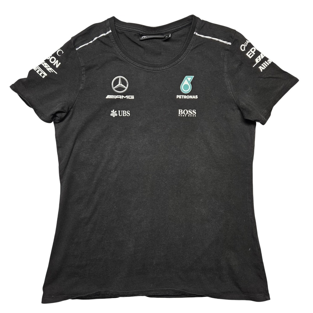 Mercedes AMG Petronas Shirt Womens XL Black Formula 1 Racing Team Hugo Boss